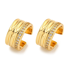 Brass Micro Pave Cubic Zirconia Cuff Earrings