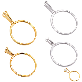 4Pcs 4 Styles 304 Stainless Steel Finger Ring Components, Prong Ring Settings