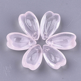 Transparent Spray Painted Glass Charms, Petal