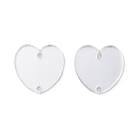 Acrylic Sew on Rhinestone, Acrylic Mirror, Two Holes, Garments Accessories, Heart