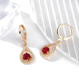 Латунные микропроволочные кубические серьги с цирконием, со стеклом, стойки покрытие, долговечный, без свинца и без кадмия, слеза