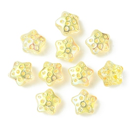 Transparent Electroplate Glass Beads, Rainbow Plated, Star