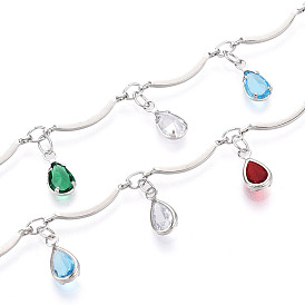 Латунные зубчатые стержневые цепи, с подвеской-капелькой из кубического циркония, пайки, с катушкой