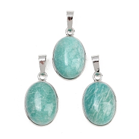 Природные подвески амазонит, латунные овальные подвески с драгоценными камнями, стойки покрытие, долговечный