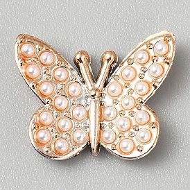 Plastic Cabochons, with Plastic Pearl, Butterfly