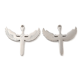 316L Surgical Stainless Steel Pendants, Laser Cut, Sword with Wing Charms