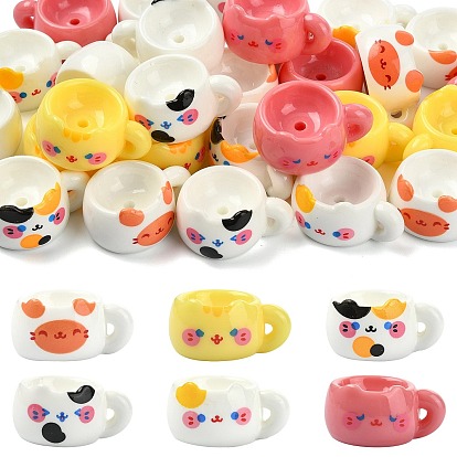 30Pcs 6 Colors Opaque Resin Cat Mark Cup Display Decorations, for Home Office Decoration