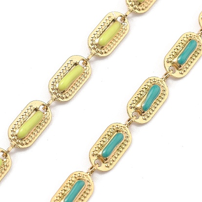 304 цепи из нержавеющей стали ссылка, ионное покрытие (ip), Эмаль стиле, реальный 18 k позолоченный, несварные, овальные, с катушкой