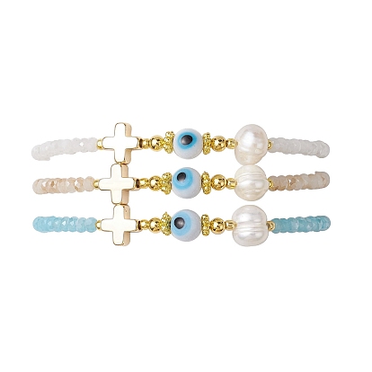 3браслеты из стеклянного бисера шт., с жемчужными подвесками