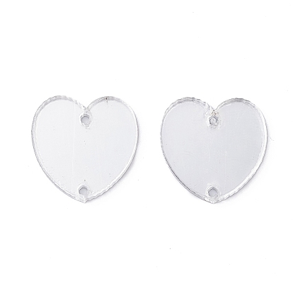 Acrylic Sew on Rhinestone, Acrylic Mirror, Two Holes, Garments Accessories, Heart