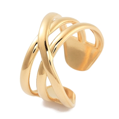 304 Stainless Steel Open Cuff Rings, Criss Cross Rings for Women