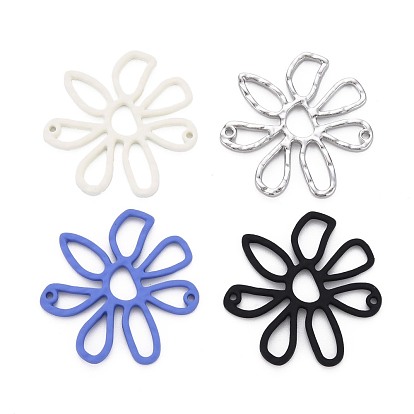 Rack Plating Spray Painted Alloy Links Connectors, Cadmium Free & Lead Free, Flower