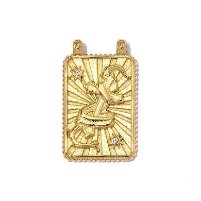 304 подвески из нержавеющей стали, прямоугольник с подвесками в виде креста, со стразами, ионное покрытие (ip), зеркальная полировка