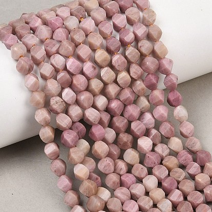 Природные родонит бисер нитей, граненые, твист