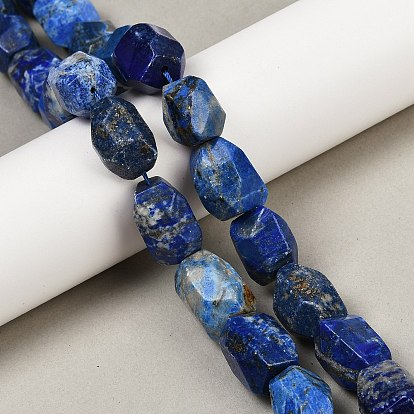 Нитки бусины из натурального ляписа-лазури, граненые, самородки