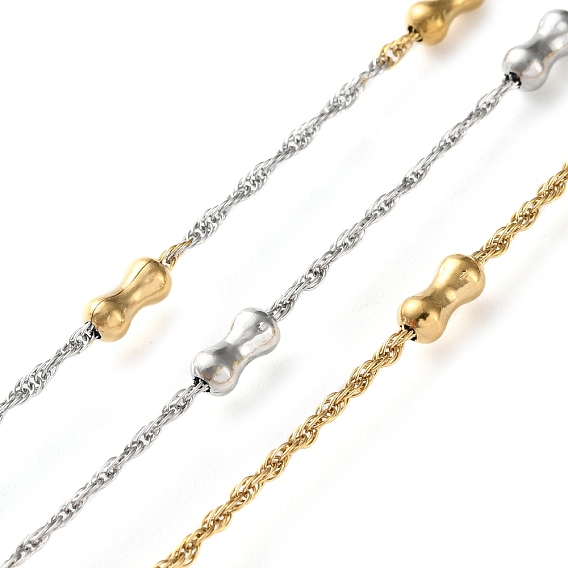 304 цепи из нержавеющей стали с бусинами, ионное покрытие (ip), пайки, с катушкой, бамбуковую палку