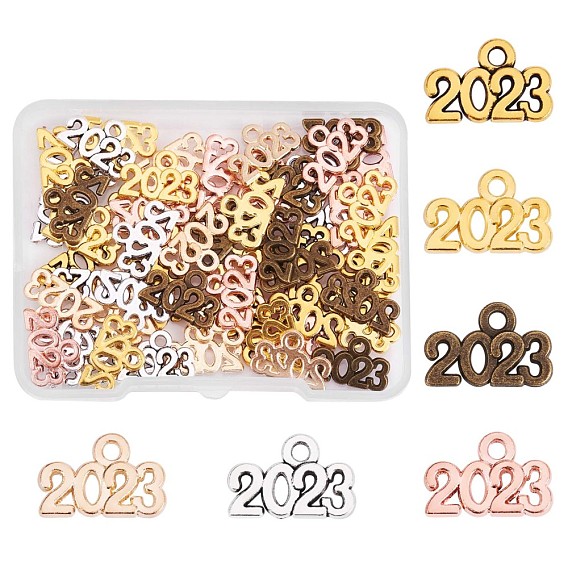 150 Pieces 2023 Year Charms for Graduation Tassel Graduation Charm Pendant Mixed Color for Jewelry Necklace Bracelet Earring Making Crafts
