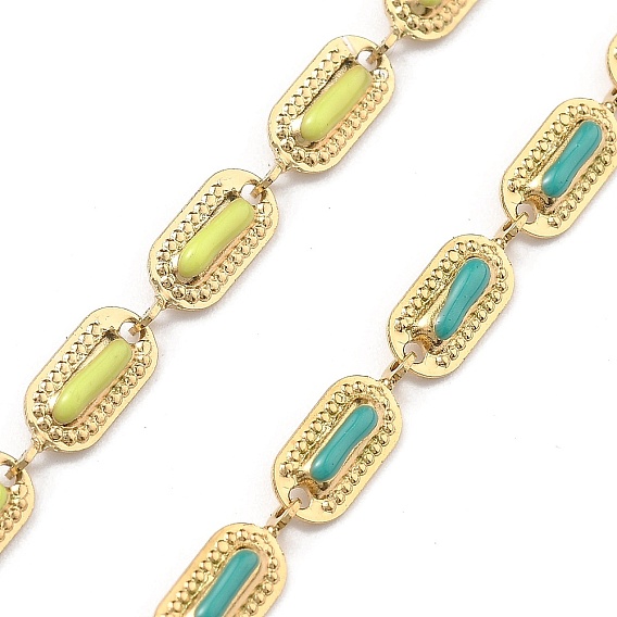 304 цепи из нержавеющей стали ссылка, ионное покрытие (ip), Эмаль стиле, реальный 18 k позолоченный, несварные, овальные, с катушкой