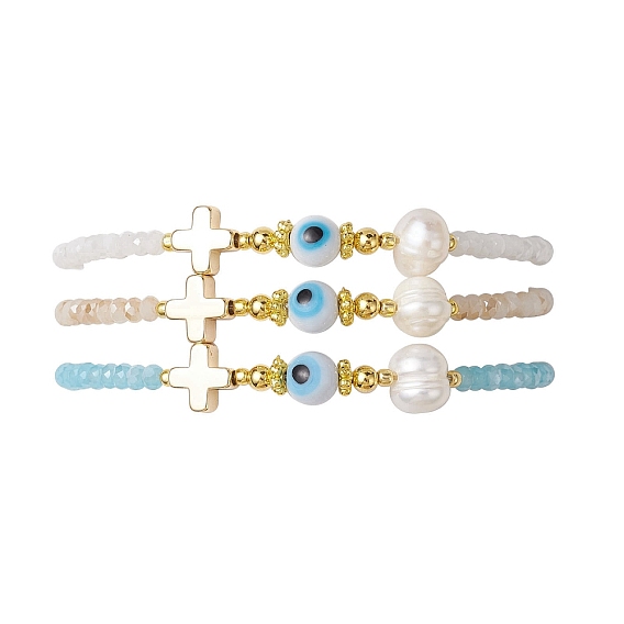 3браслеты из стеклянного бисера шт., с жемчужными подвесками