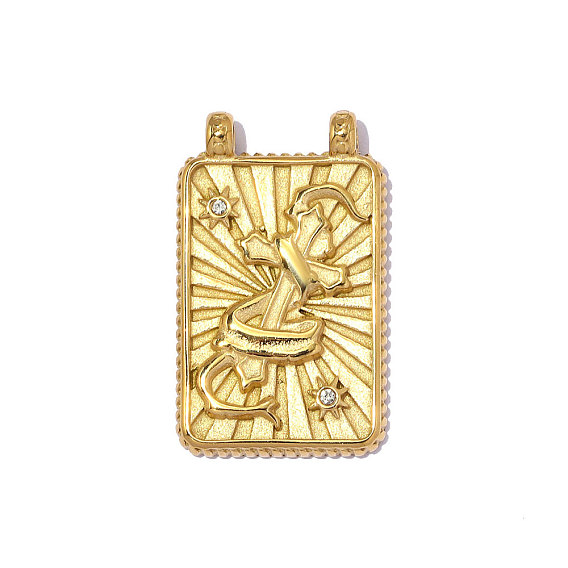 304 подвески из нержавеющей стали, прямоугольник с подвесками в виде креста, со стразами, ионное покрытие (ip), зеркальная полировка