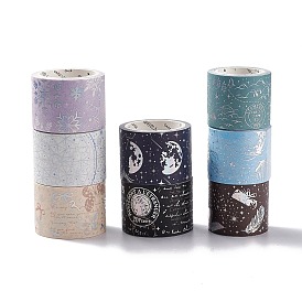 Laser Paper Decorative Adhesive Tapes, for DIY Scrapbooking, Craft, Arts, Universe Themed/Word/Magic Circle/Mountain/Insect/Sea Animals/Geometric/Snowflake Pattern