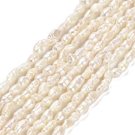 Hebras de perlas keshi de perlas barrocas naturales, perla cultivada de agua dulce, oval, grado 4a+