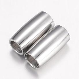 304 Stainless Steel Magnetic Clasps with Glue-in Ends, Barrel