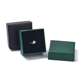 Paper Jewelry Boxes, with Black Sponge, for Earring and Ring, Square