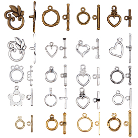 120 наборы 20 стили тибетские застежки-тоггл из сплава, без кадмия и без свинца, разнообразные