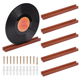Support mural rectangulaire en bois pour disques vinyles, avec bouchons en plastique et vis en fer