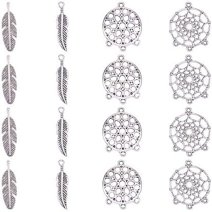 Тибетский стиль сплава плоские круглые компоненты люстр ссылки, с подвесками из медного сплава