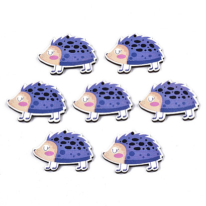 Autumn Theme Printed Basswood Pendants,  Hedgehog