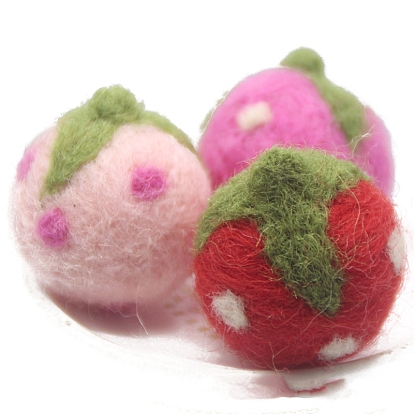 Strawberry Handmade Wool Felt Ornament Accessories, for DIY Children Hair Tie