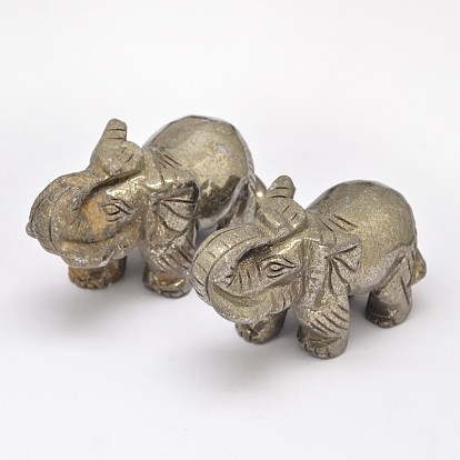 Elefante de visualización decoraciones naturales de pirita