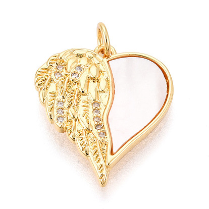 Латунные микропаве прозрачные подвески с фианитом, без кадмия и без свинца, с оболочкой, сердце с крыла, с целью перехода в кольце