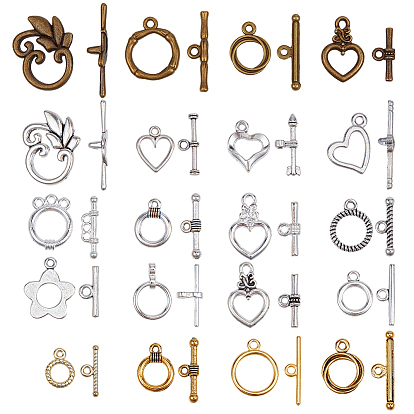 120 наборы 20 стили тибетские застежки-тоггл из сплава, без кадмия и без свинца, разнообразные