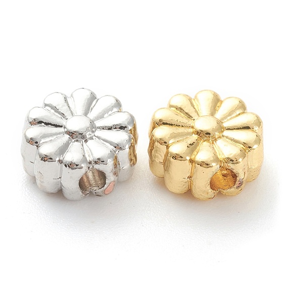 Rack Plating Alloy Beads, Lead Free & Cadmium Free, Long-Lasting Plated, Flower