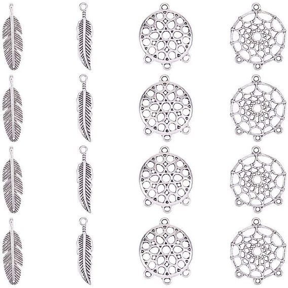 Тибетский стиль сплава плоские круглые компоненты люстр ссылки, с подвесками из медного сплава