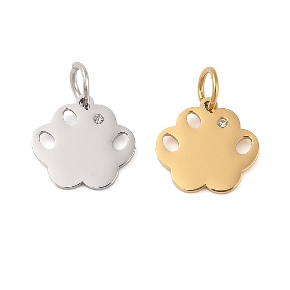 304 из нержавеющей стали горный хрусталь подвески, с целью перехода в кольце, лазерная резка, очарование отпечатка лапы