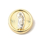 Религиозные латунные бусы, два тона, долговечный, без кадмия и без свинца, плоские круглые с Девой Марией
