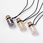 Красивый дизайн регулируемые стекла желающих бутылка кулон ожерелья, с вощеной шнур, каменные бусы и деревянные пробки, 13.3 дюйм(33.8см) ~26.3 дюйм(66.8см)