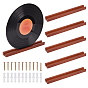Rectangle Wooden Vinyl Record Wall Mount Holder, with Plastic Plugs & Iron Screws