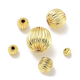 Brass Beads, Corrugated Beads, Long-Lasting Plated, Lead Free & Cadmium Free, Pumpkin