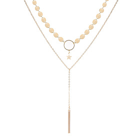 Collar de estilo callejero minimalista de moda con cadena de clavícula con borla de estrella de lentejuelas hecha a mano.