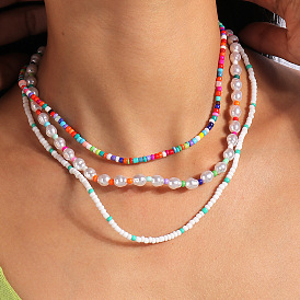 Sweet Beaded Colorful Pearl Necklace - Handmade Mixed Bead Jewelry