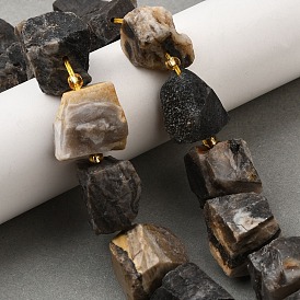 Необработанные грубые натуральные серебряные листовые яшмовые бусины нити, самородки, с бисером