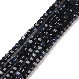 Natural Black Sapphire Beads Strands, Faceted, Cube