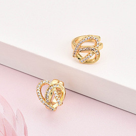 Латунные серьги-манжеты из прозрачного кубического циркония, сердце