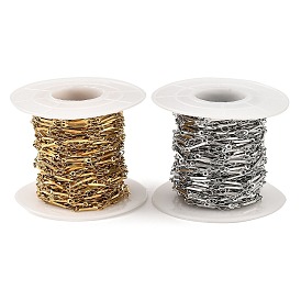 304 Stainless Steel Cuboid Link Chains, Soldered, with Spool