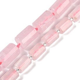 Natural Rose Quartz Beads Strands, Faceted, Column